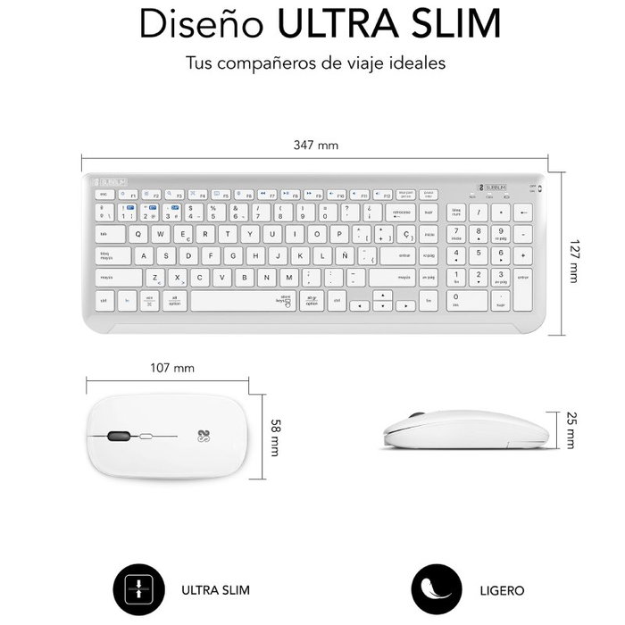 Subblim Combo Dual Prestige Extendido Plata/Blanco SUBKBC-DCEP10